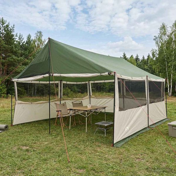 vidaXL Rodinný stan Zelená 450 x 400 x 265 cm Polyester a oceľ