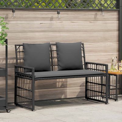 vidaXL Vonkajšia lavička 2 -Seater 116 x 55 x 82 cm Oceľ a poly ratan