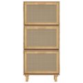 vidaXL Botník hnedý 52x25x115 cm spracované drevo a prírodný ratan