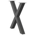 vidaXL Nohy k jedálenskému stolu v tvare X, 3 ks, antracitové, 80 x (72-73) cm, oceľ