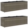 vidaXL Záhradné kvetináče 3 nádoby 2 ks sivé 105x30x32 cm polyratan