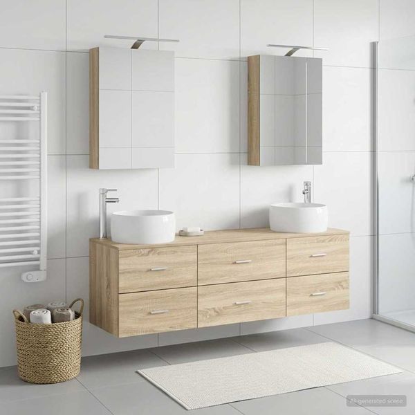 vidaXL Sada kúpeľňového nábytku 5 pcs Dub sonoma