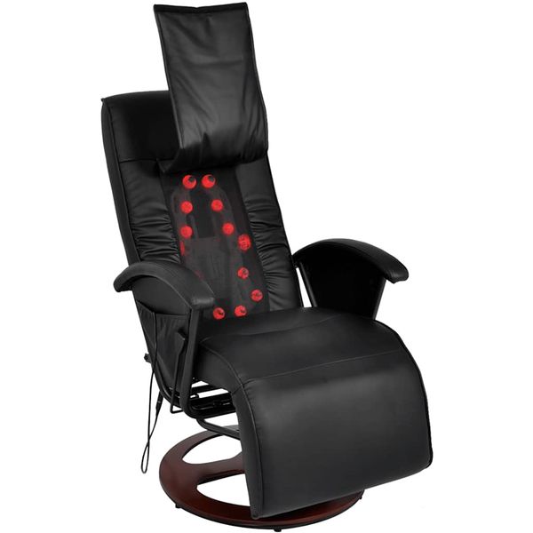 vidaXL Masážne kreslo shiatsu, čierne, umelá koža