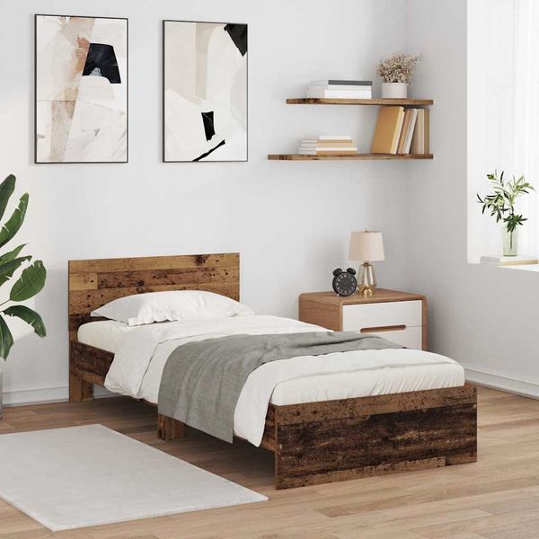 vidaXL Rám postele Staré drevo 100 x 200 cm Kompozitné drevo
