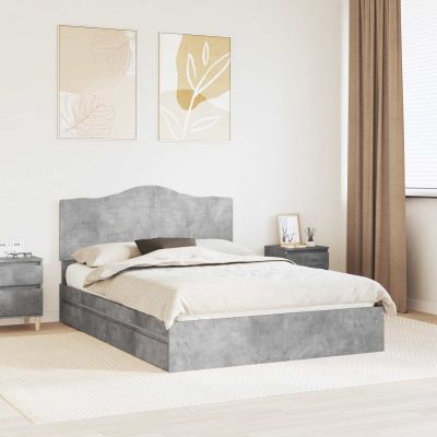 vidaXL Úložná posteľ Betónová šedá 150 x 200 cm Kompozitné drevo
