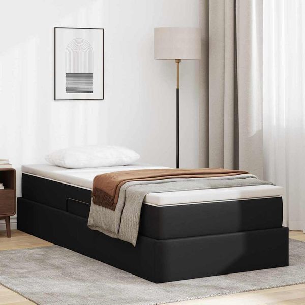 vidaXL Postel s úložným prostorem a matrací Čierna 90 x 200 cm