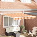 vidaXL Sklopná markíza Žltá a oranžová 350 x 250 cm Tkanina a hliník