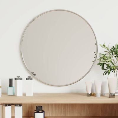 vidaXL Nástenné zrkadlo strieborné Ø 40 cm okrúhle