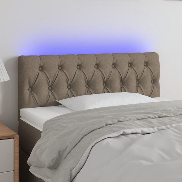 vidaXL Čelo postele s LED sivohnedé 90x7x78/88 cm látka
