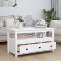 vidaXL Konferenčný stolík biely 102x49x55 cm borovicový masív