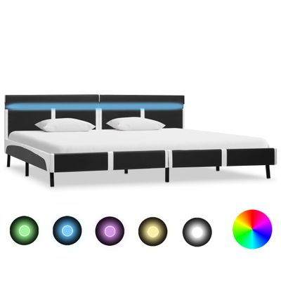 vidaXL Posteľný rám s LED, sivý, umelá koža 180x200 cm