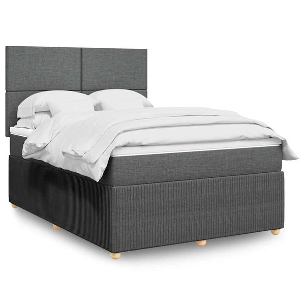 vidaXL Boxspring posteľ s matracom tmavosivá 140x200 cm látka