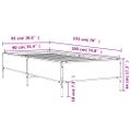 vidaXL Posteľný rám hnedý dub 90x190 cm kompozitné drevo a kov