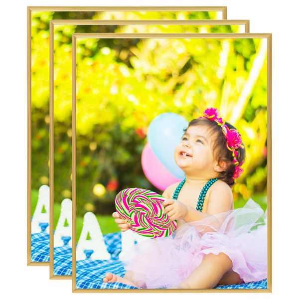 vidaXL Fotorámiky na stenu alebo stôl 3 ks zlaté 50x60 cm MDF