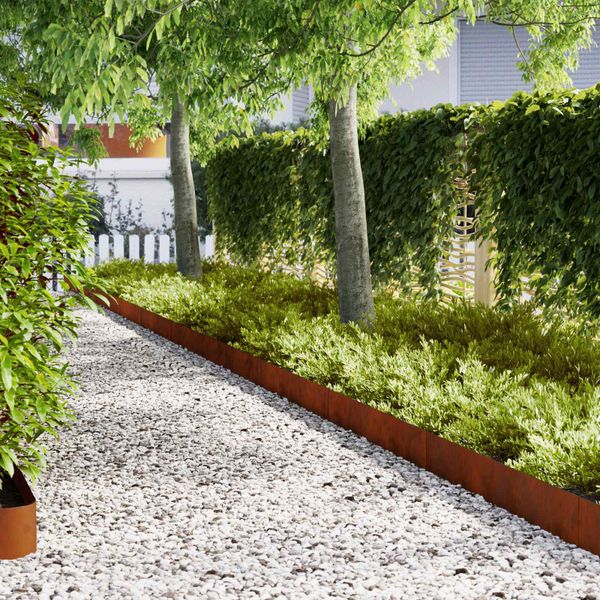 vidaXL Obrubník trávnika 50 pcs Hnedá 100 x 0.05 x 20 cm
