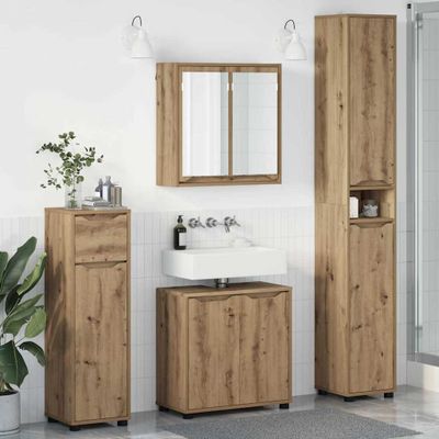 vidaXL Sada kúpeľňového nábytku 4 pcs Remeselný dub Kompozitné drevo