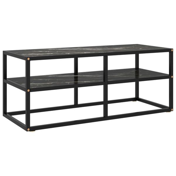 vidaXL TV skrinka čierna s čiernym mramorovým sklom 100x40x40 cm