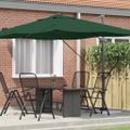 vidaXL Slnečník 351 x 250 x 260 cm Polyester a hliník Zelená