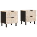 vidaXL Nočný stolík 2 ks Biela 40 x 33 x 46 cm Masívne mango drevo