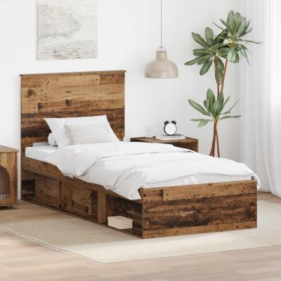 vidaXL Rám postele Staré drevo 90 x 200 cm Masívne borovicové drevo