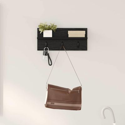 vidaXL Vešiak na stenu Nástenná montáž Čierny dub 40 x 10,5 x 18 cm