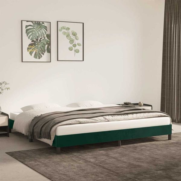 vidaXL Posteľ bez matraca tmavozelený 200x200 cm zamat