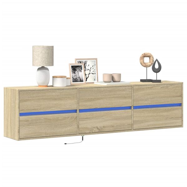 vidaXL TV nástenná skrinka s LED svetlami dub sonoma 180x31x45 cm