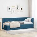 vidaXL Rohový rám postele s čelnou doskou Modrá 80 cm x 200 cm Zamat
