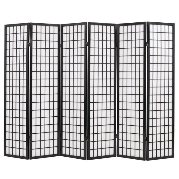 vidaXL Skladací paraván so 6 panelmi, japonský štýl 240x170 cm, čierny