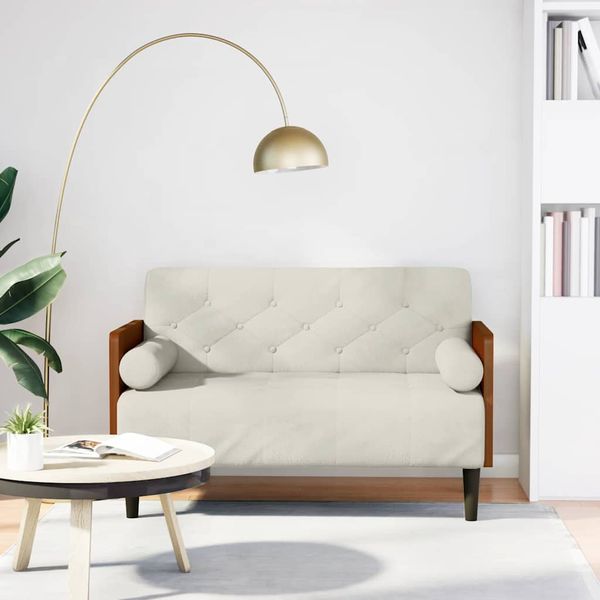 vidaXL Dvojpohovka s vankúšmi, krémová, 110 cm, zamat