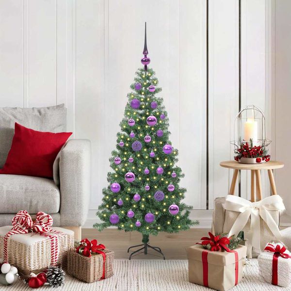 vidaXL Vianočný stromček s 150 LED-i so stojanom Zelená 120 cm PVC