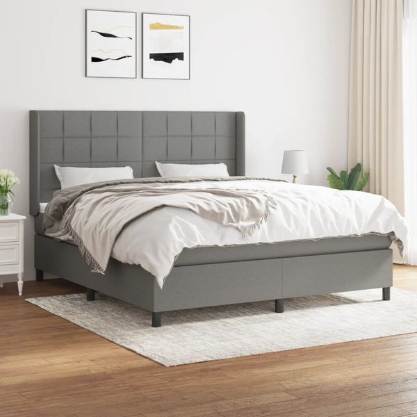 vidaXL Boxspring posteľ s matracom tmavosivá 160x200 cm látka
