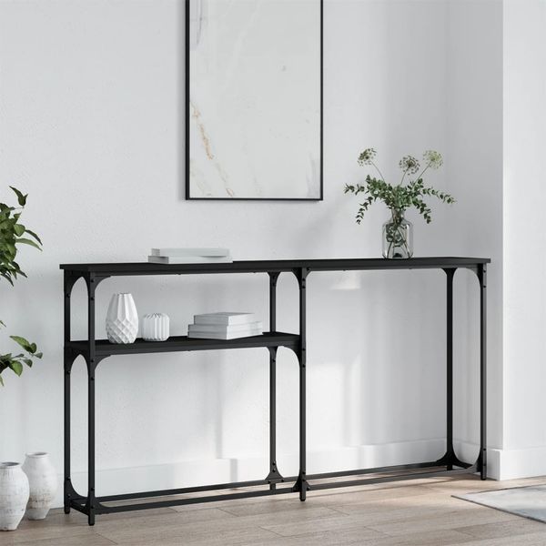vidaXL Konzolový stolík čierny 145x22,5x75 cm kompozitné drevo