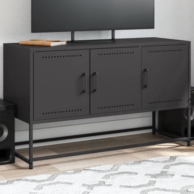 vidaXL TV skrinka čierna 100,5x39x60,5 cm oceľ
