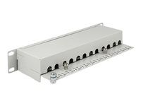 Prepojovací panel - CAT 6a - RJ-45 X 12 - svetlošedá, RAL 7035 - 1U - 10"