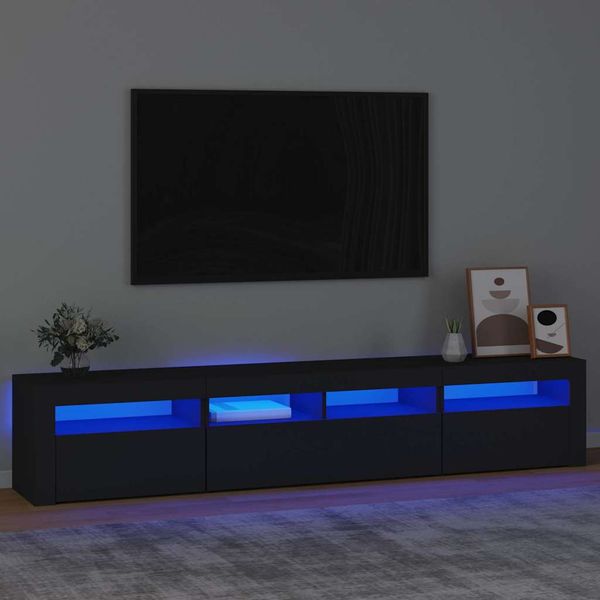 vidaXL TV skrinka s LED svetlami čierna 210x35x40 cm