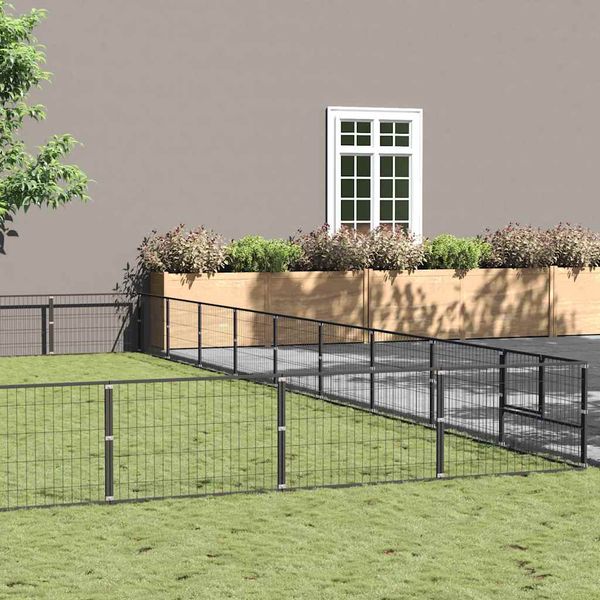 vidaXL Koterec pre psov čierny 81 m² oceľ