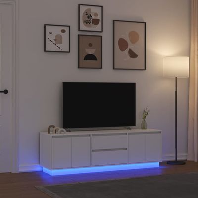 vidaXL TV skrinka s LED svetlami biela 160,5x41x50 cm
