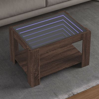 vidaXL Konferenčný stolík s LED hnedý dub 73x53x45 cm kompozitné drevo