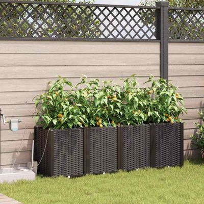 vidaXL Záhradný kvetináč 4 pcs Hnedá 160 x 40 x 52 cm Plast