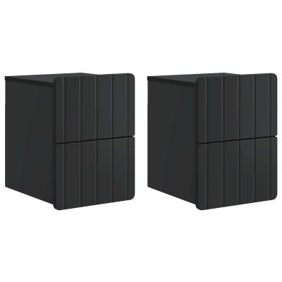 vidaXL Nástenná nočná skrinka Nástenný 2 pcs Čierna 33 x 34,5 x 43 cm