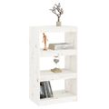vidaXL Knižnica/deliaca stena biela 60x30x103,5 cm masívna borovica