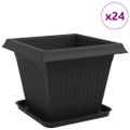 vidaXL Kvetináče 24 ks Čierna Plast