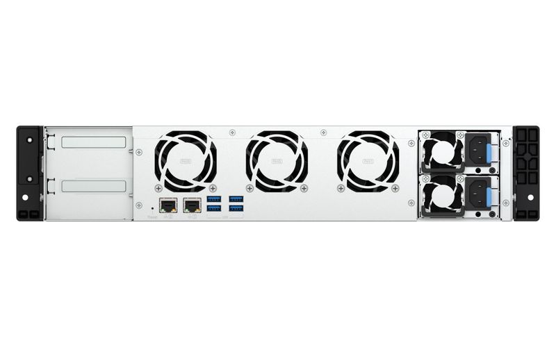 QNAP TS-855eU-RP-8G (8core 2,8GHz, 8GB RAM, 8x SATA, 2x 2,5GbE, 2x M.2 NVMe, 2x PCIe, malá hloubka) NAS, 8 pozic, Intel Atom C5125 8jádrový 2,8 GHz, 8 GB DDR4, 2× 2,5GbE, 2× PCIe Gen 3, 2× M.2 NVMe, redundantní PSU, 2U Short Dept