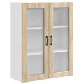 vidaXL Nástenný sklenený kabinet PORTO Sonoma dub 80 x 31 x 100 cm