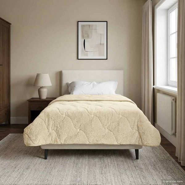 vidaXL Zimný prehoz Krémová 155 x 200 cm Mikrofáza a Teddy fleece