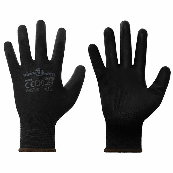 vidaXL Pracovné rukavice 24 pcs Čierna 8 / m Polyester