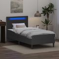 vidaXL Rám postele s LED pásikmi Sivá 100 x 200 cm Umelá koža