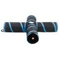 vidaXL Mačací tunel 4-cestný čierno-modrý 132 cm polyester