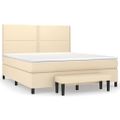 vidaXL Posteľný rám boxspring s matracom krémový 160x200 cm látka